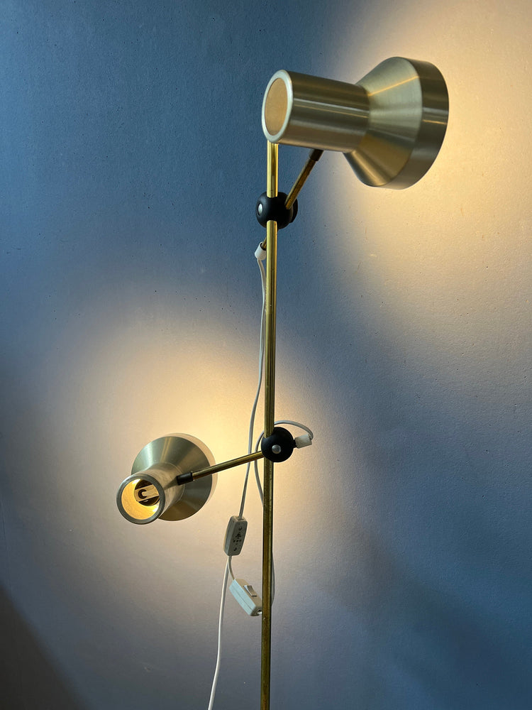 Mid Century Floor Lamp with Aluminium Spots / Space Age Standing Light