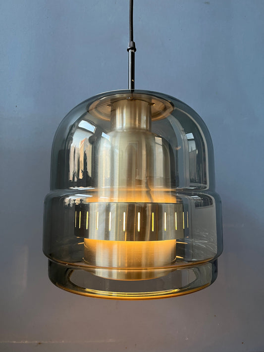 Vintage Doria Leuchten Glass-Made Space Age Pendant / Mid-Century Ceiling Lamp / Retro 70s Lighting