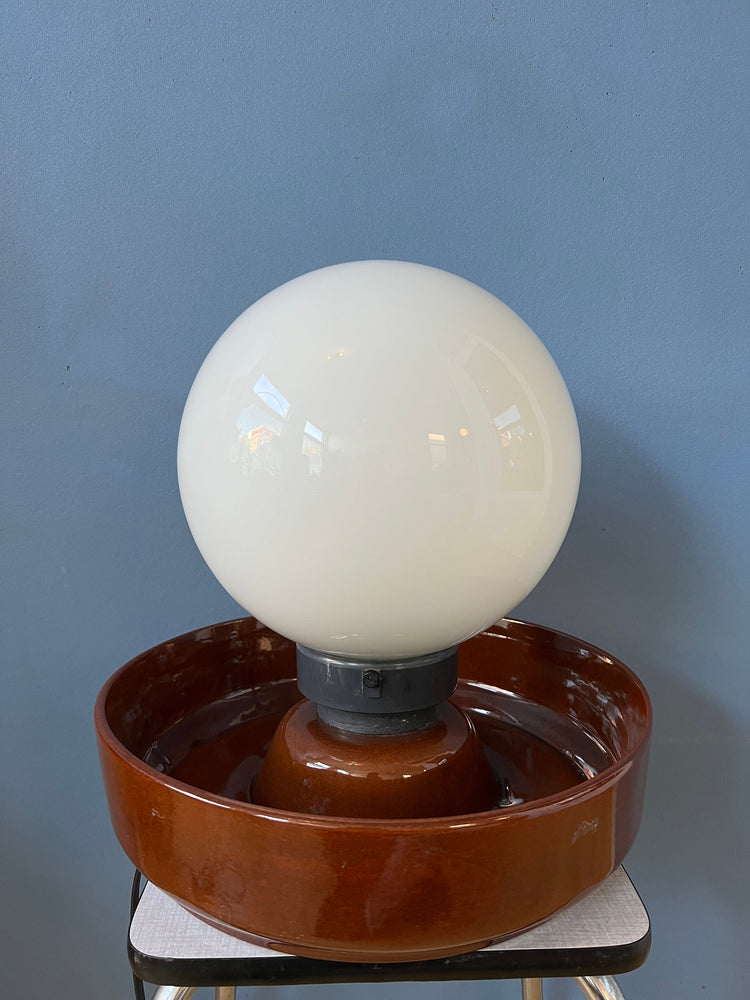 Big West Germany Ceramic Table Lamp with Glass Shade