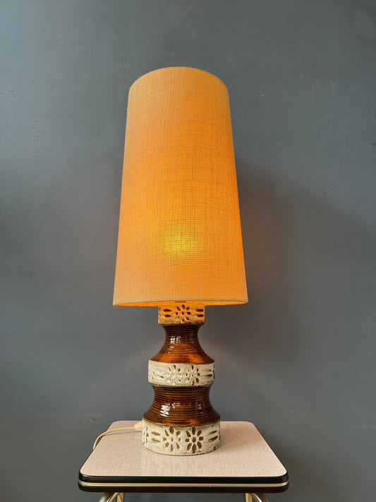 West Germany Fat Lava Ceramic Table Lamp / Mid Century German Desk Lamp