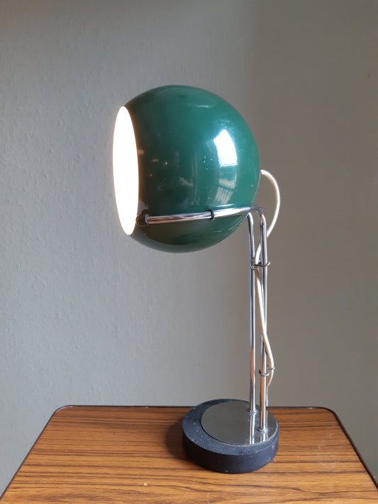 eyeball desk lamp, vintage eyeball lamp, green vintage lamp, green eyeball lamp