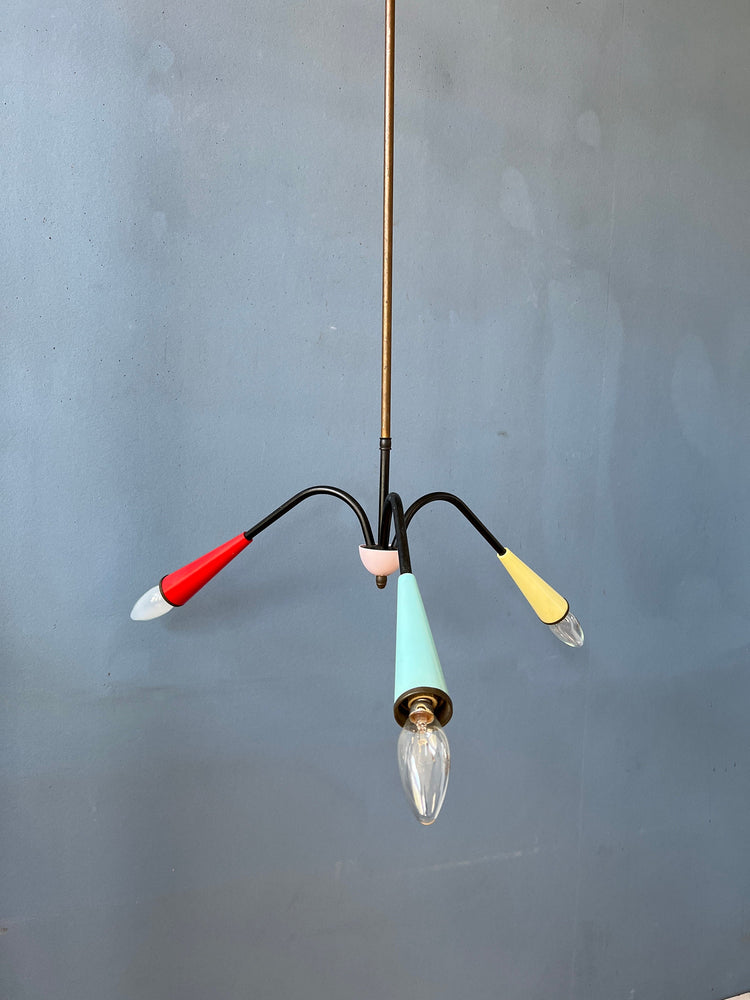 Vintage 50s Spider Chandelier Pendant Light / Retro Color Lighting