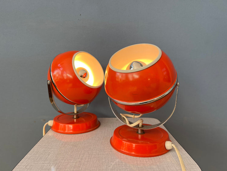 Red Space Age Eyeball Wall Lamps (or Desk Lamps)