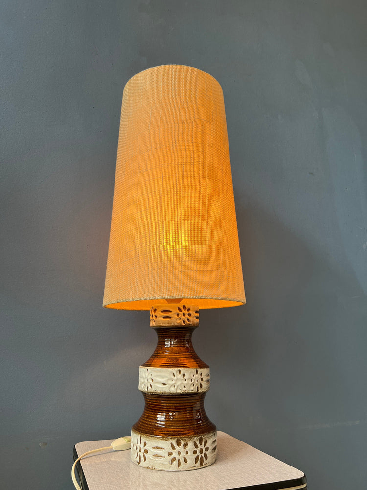 West Germany Fat Lava Ceramic Table Lamp / Mid Century German Desk Lamp