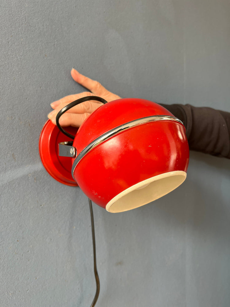 Red Mid Century Space Age Eyeball Wall Lamp