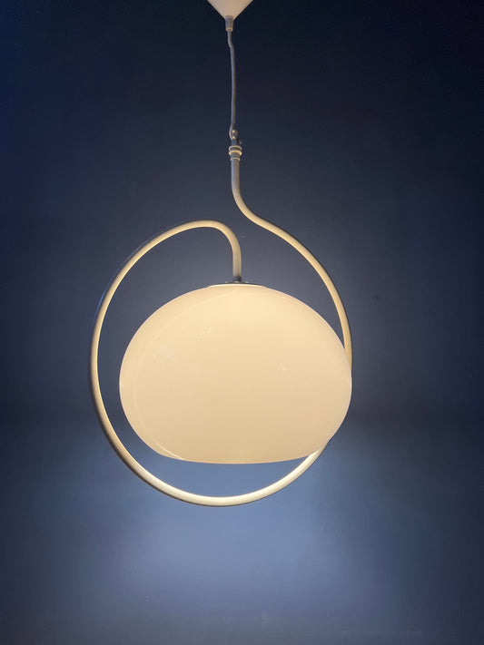 Dijkstra Space Age Hanging Lamp with White Frame and Mushroom Shade